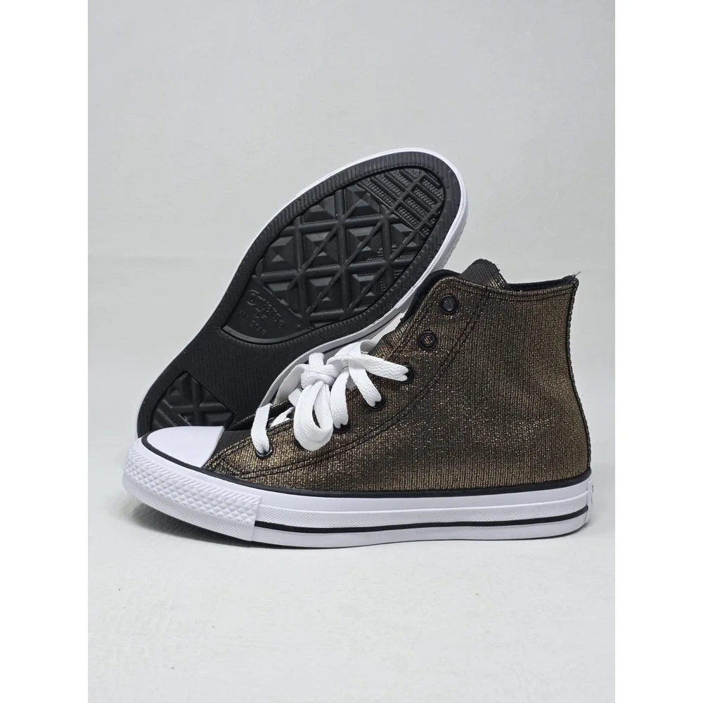 Converse Chuck Taylor Kids Size 4.5 High Top Sneakers Black Gold AO5388F New